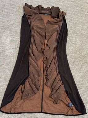 NIC+ZOE Ruffled Knit Duster Vest small